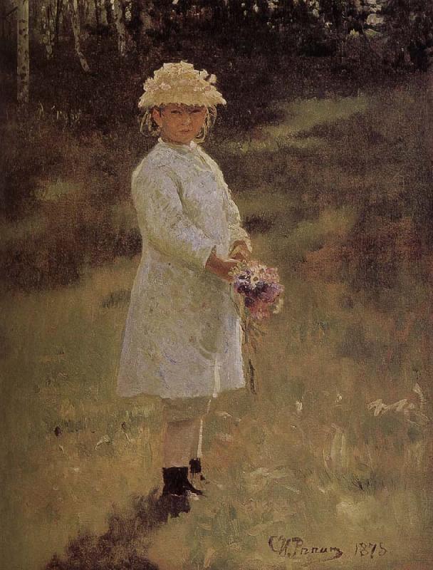 Ilia Efimovich Repin Holding a bouquet of girls oil painting image